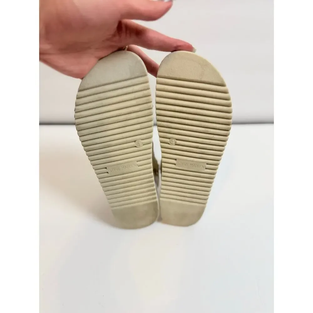 Steve Madden Breen Cream & Gold Strappy Sandal Girls 4 | Womens 6
